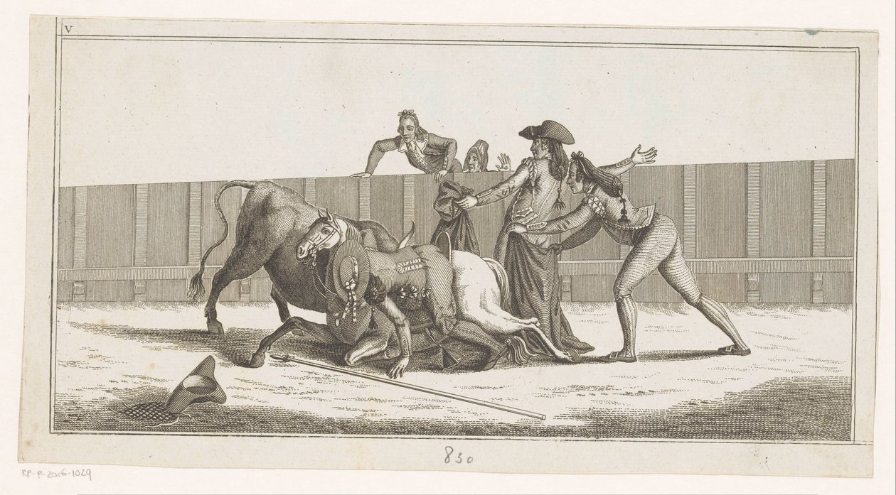 Picador Fallen from His Horse (Collection of the Principal Maneuvers of a Bullfight) by Anonymous