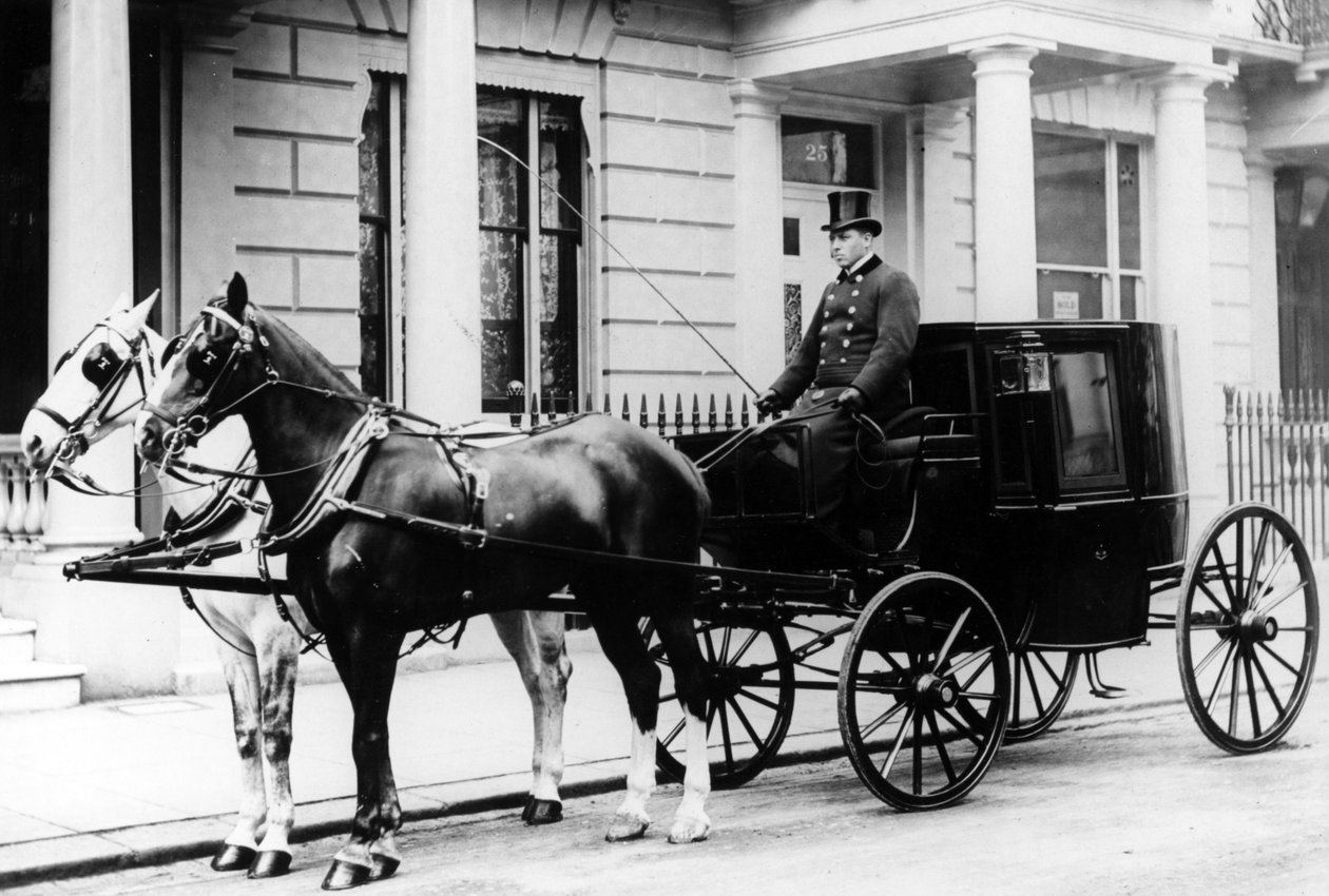 Horse-drawn Carriage Outside 24 Gloucester Square, Hyde Park, London by English Photographer