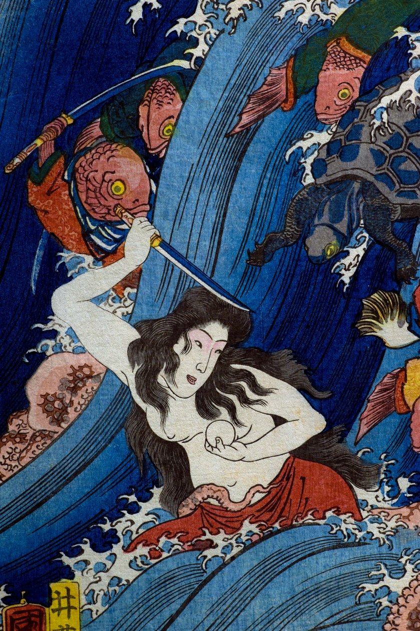 Tamatori-hime Stealing the Sacred Jewel from the Dragon Palace by Utagawa Kuniyoshi