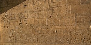 Egyptian Antiquities: View of the Reliefs Celebrating the Feats of Ramses II During the Battle of Qadesh in 1274 BC, Funeral Temple Dedicated to Pharaoh Ramses II