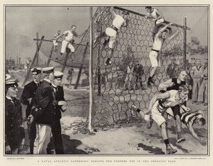 A Naval Athletic Gathering, Scaling the Torpedo Net in the Obstacle Race