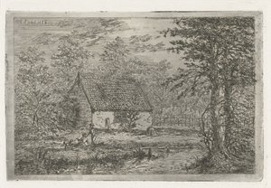 Couple with Dog by Barn, The Barn of the Forester in The Hague