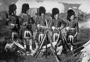 A Camp Guard of the Seaforth Highlanders at the New Forest Manoeuvres, Hampshire, 1896