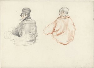 Two Studies of a Seated Man, Seen from the Back