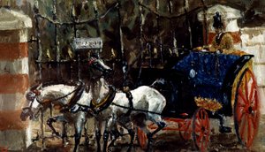 Pair of Horses in Front of Gate