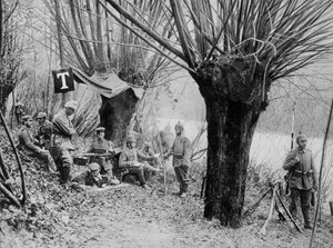 German field telephone station, Aisne, France, World War I