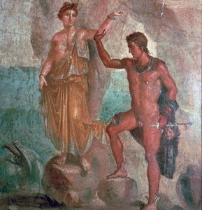 Roman wall-painting from the House of the Dioscuri in Pompeii
