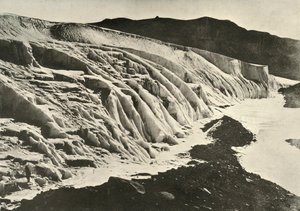 Side of Ferrar Glacier. Figure of Man in Lower Left Corner, c1908, 1909